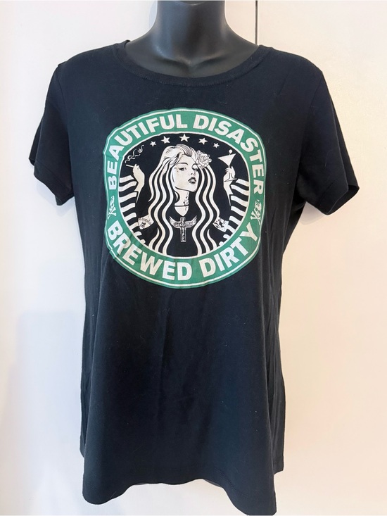 Beautiful Disaster Tops - Beautiful Disaster Short Sleeve Graphic Tee with Green and White Emblem